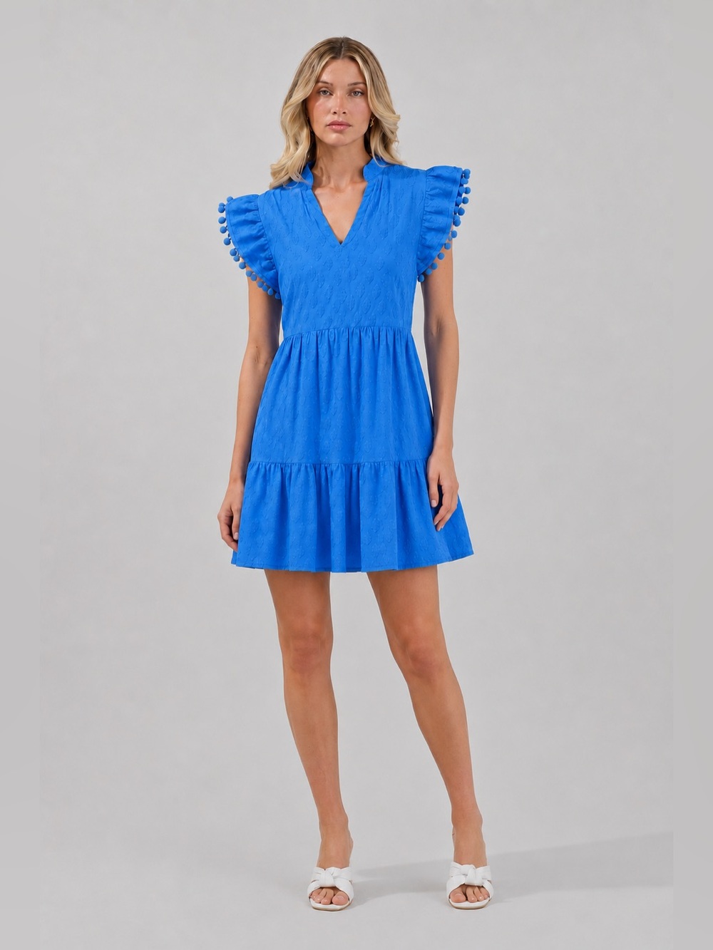 Lilly Pulitzer Arleah Pom Pom A Line Swing Short Sleeve Mini Dress